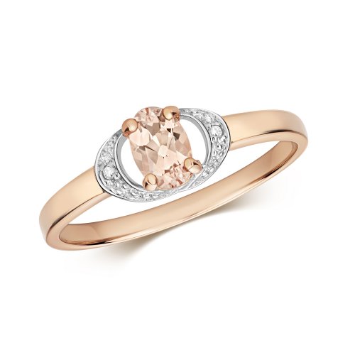Diamond & Ruby Oval With Braket Sides Ring In 9ct Gold 