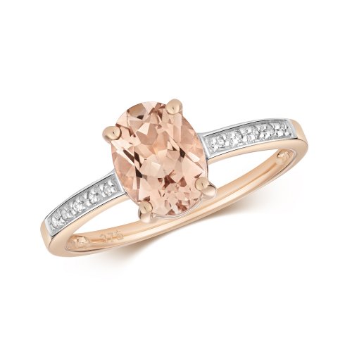 Diamond & Morganite Ring In 9ct Rose Gold 