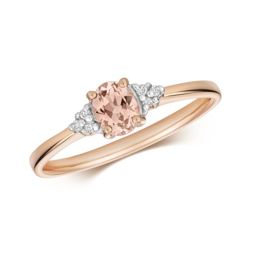 Diamond & Morganite Ring In 9ct Rose Gold 