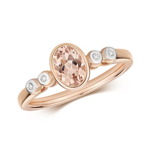 Diamond & Morganite Ring In 9ct Rose Gold 