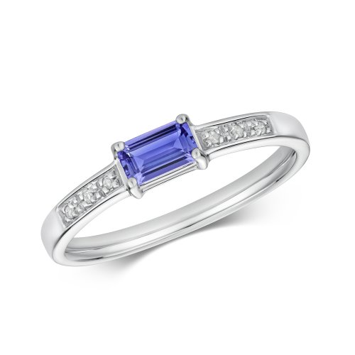 Diamond & Tanzanite Ring In 9ct White Gold 
