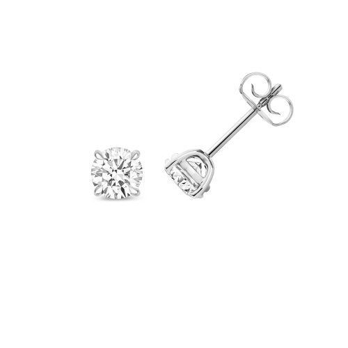 Lab Grown Certified Round 4 Claw Earring Studs In 18ct White Gold 