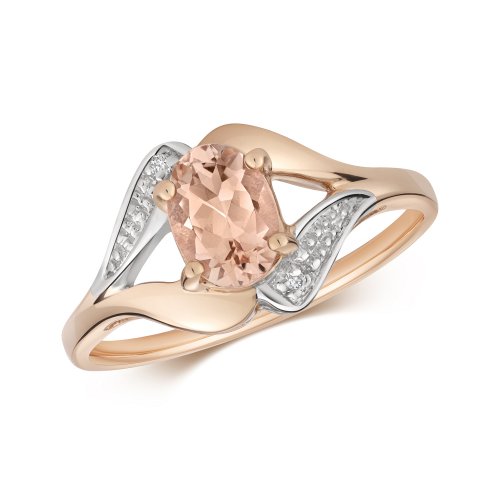 Diamond & Morganite Ring In 9ct Rose Gold 