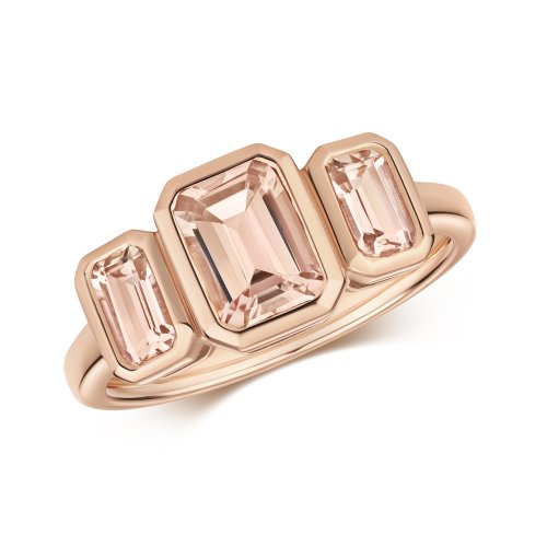 Morganite Trilogy Ring In 9ct Rose Gold 