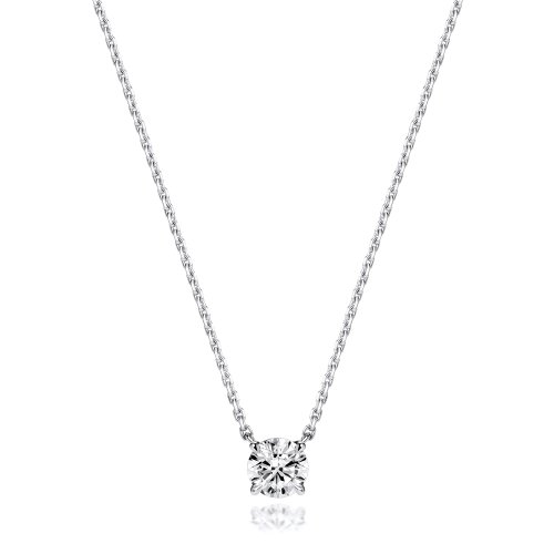 Lab Grown Certified Round 4 Claw Necklace In 18ct White Gold 