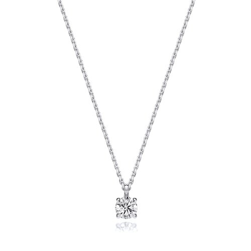 Lab Grown Certified Round 4 Claw Necklace In 18ct Whit 