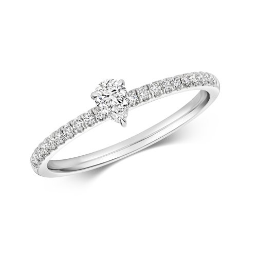 Diamond Pear Shape Solitaire Ring In 18ct White Gold 