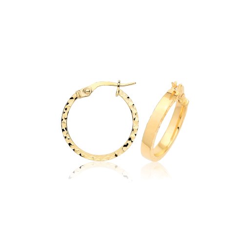 9ct Yel Gold D/c Earring Hoops ER1263-