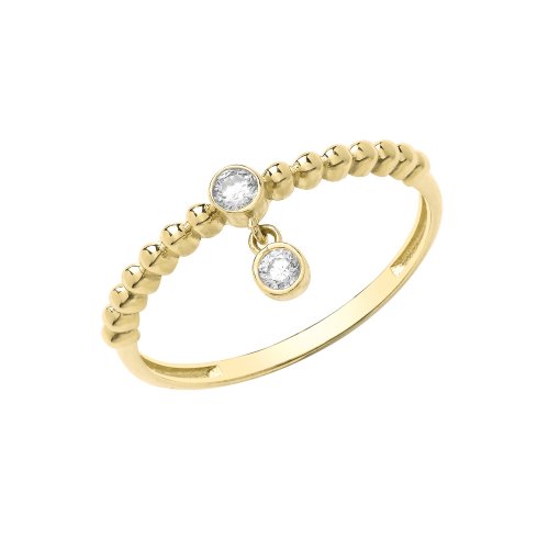 9ct Gold Bobble Ring With Charm 