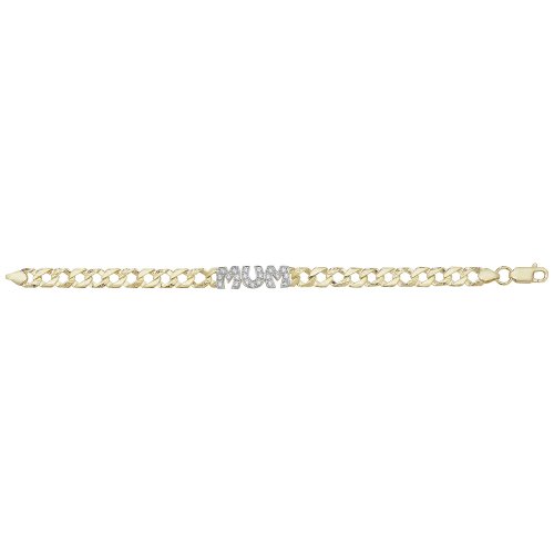 9ct Gold Cz Mum Bracelet 