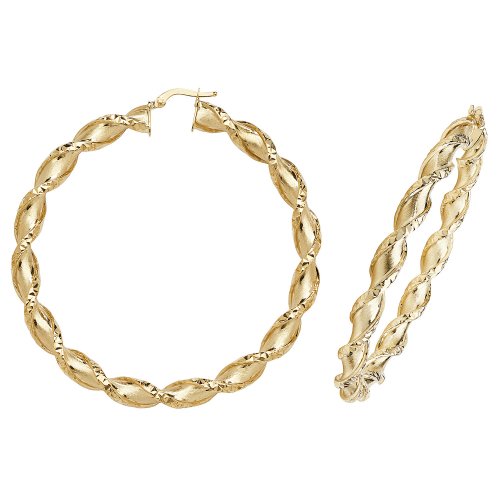 9ct Gold Diamond Cut Twisted Hoops ER990-