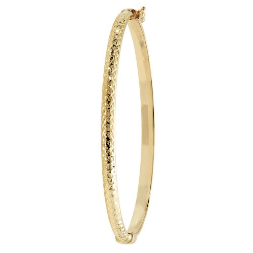 9ct Gold Diamond Cut Hinged Bangle 