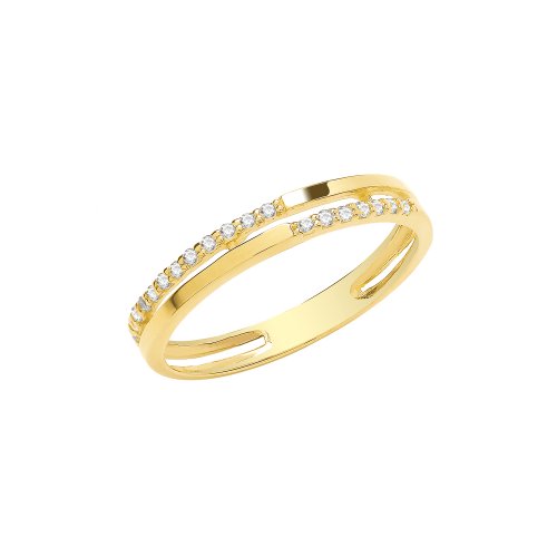 9ct Gold Cz Double Band Ring 