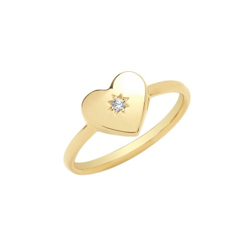 9ct Gold Cz Heart Ring 