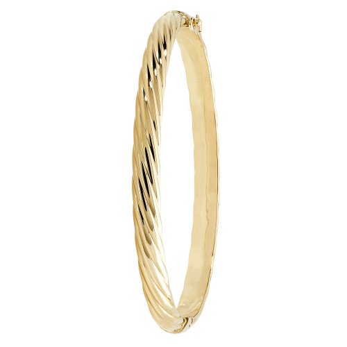 9ct Gold Lined Design Hinged Bangle 