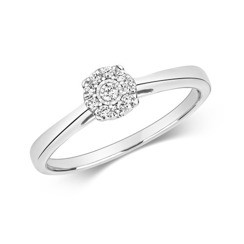 Diamond Illusion Solitaire Ring In 9ct White Gold 