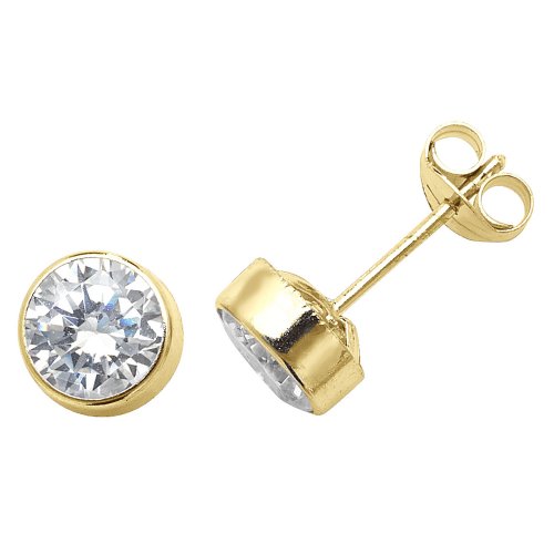 9ct Gold Cz Rubover Studs 