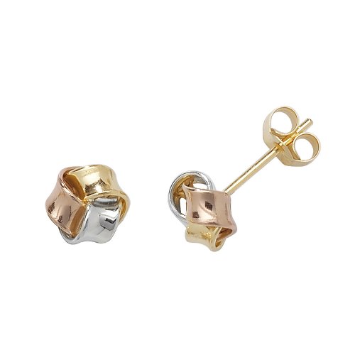 9ct Gold Tricolour Knot Studs 