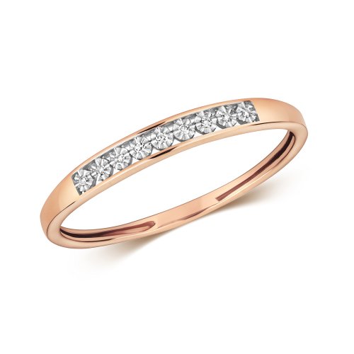 Diamond Illusion Set Half Eternity Ring In 9ct Rose Gold 