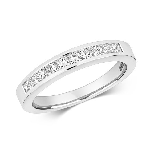 Diamond 10 Stone Channel Set Ring In 18ct White Gold 