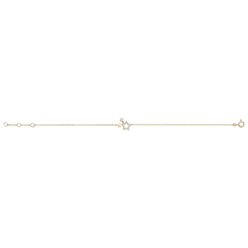 9ct Gold Plain And Cz Star Bracelet 