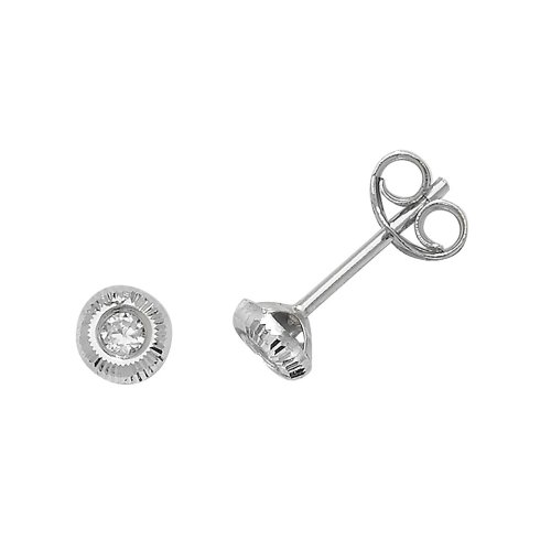 9ct White Gold Cz Bezel Studs 