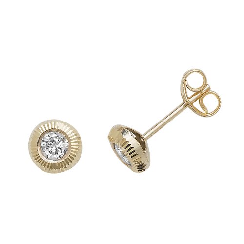 9ct Gold Cz Bezel Studs 
