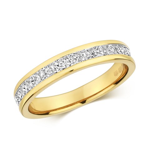 Diamond Channel Set Half Eternity Ring In 18ct Gold 