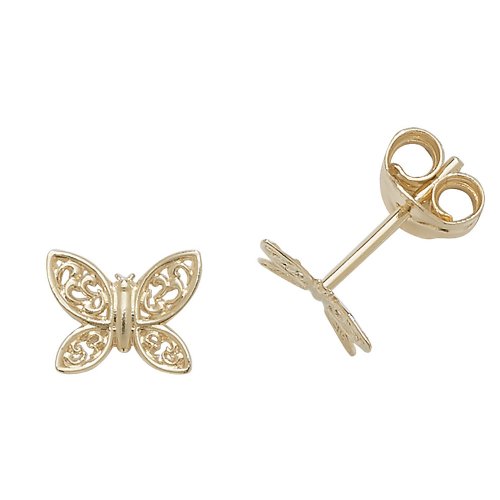 9ct Gold Butterfly Studs 