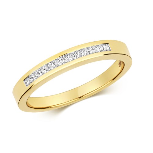 Diamond Channel Set Princess Cut Ring In 18ct Gold 