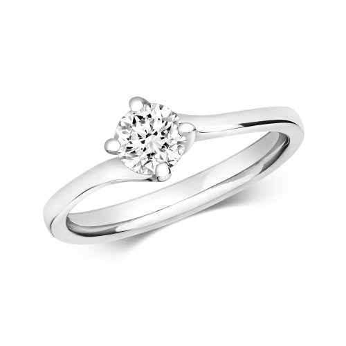 Diamond Solitaire Twist Engagement Ring In 18ct White Gold 