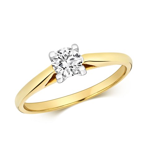 Diamond 4 Claw Set Solitaire Ring In 18ct Gold 