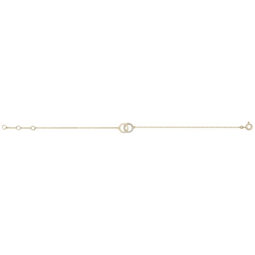 9ct Gold Plain And Cz Entwined Circle Bracelet 