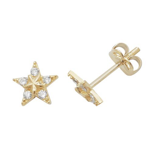 9ct Gold Cz Fishstar Studs 