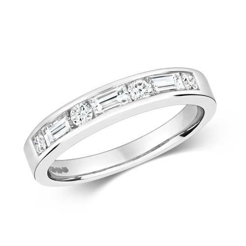 Diamond Round And Baguette Channel Set Ring In 18ct White Gold 