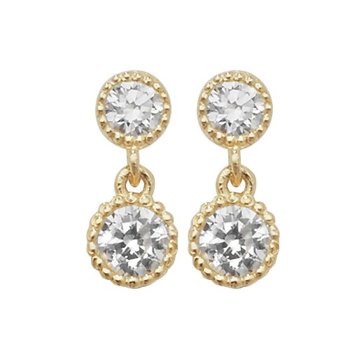 9ct Gold Double Cz Cluster Drops 