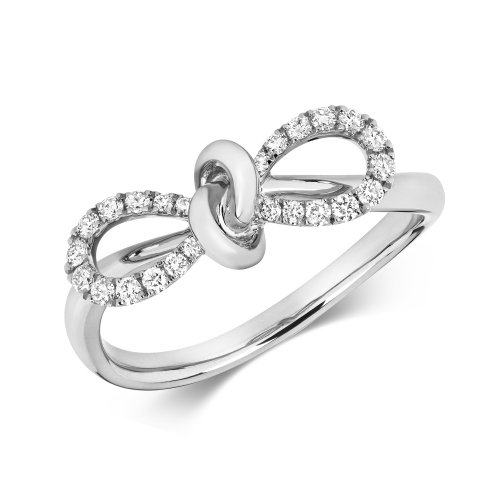 Diamond Bow Ring In 18ct White Gold 