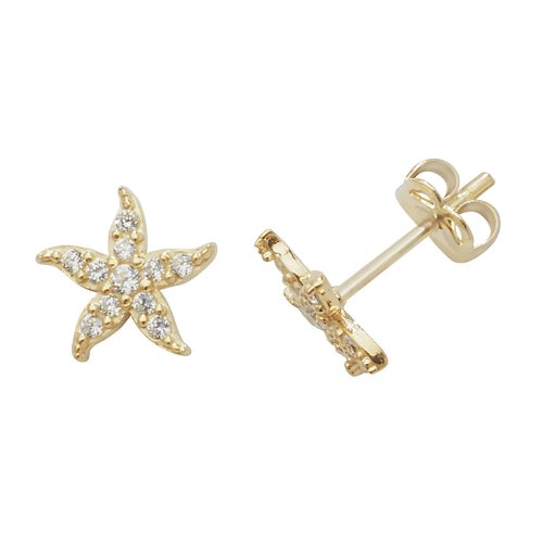 9ct Gold Cz Fishstar Studs 