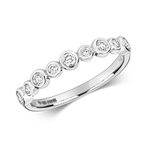 Diamond Rubover Half Eternity Ring In 18ct White Gold 