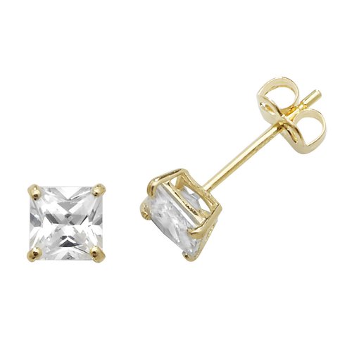 9ct Gold Square Cz Studs 