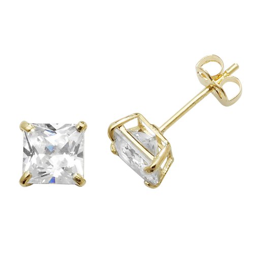 9ct Gold Square Cz Studs 