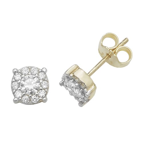 9ct Gold Cz Cluster Studs 