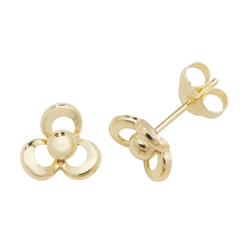 9ct Gold 3 Petal Flower Studs 
