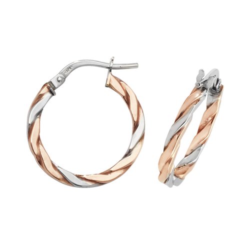 9ct Gold 2 Tone Twisted Hoops ER1041RW-