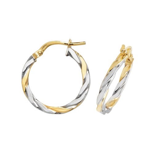 9ct Gold 2 Tone Twisted Hoops ER1041YW-