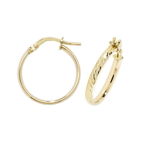 9ct Gold Diamond Cut Hoops ER1042-