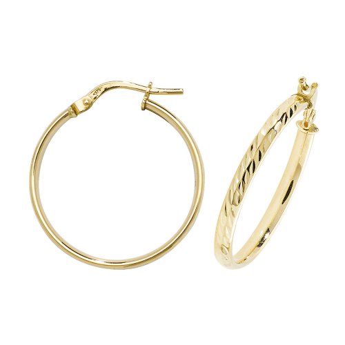 9ct Gold Diamond Cut Hoops ER1042-