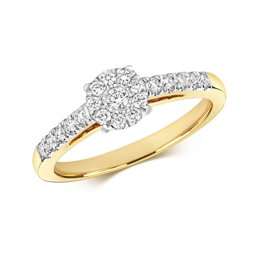 Diamond Brilliant Illusion Solitaire Ring In 9ct Gold 
