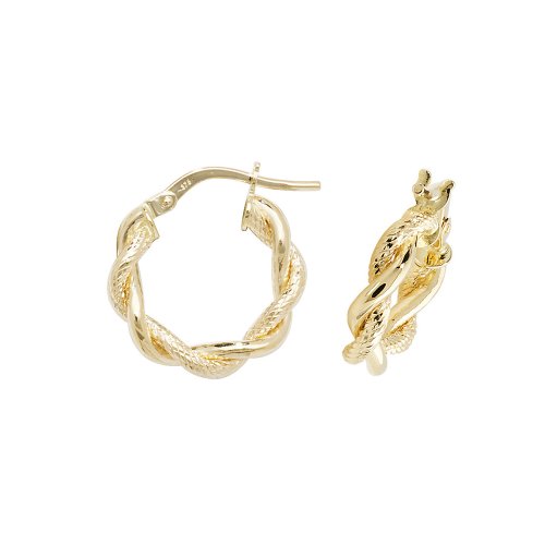 9ct Gold Diamond Cut Plaited Hoops ER1045-