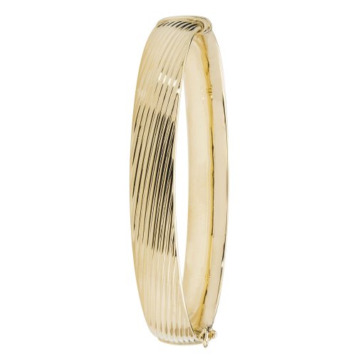9ct Gold Lined Design Chunky Hinged Bangle 